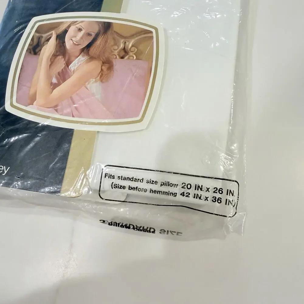 NEW Sealed Vintage JC Penney Fashion Manor 2 Standard Pillowcases White Percale